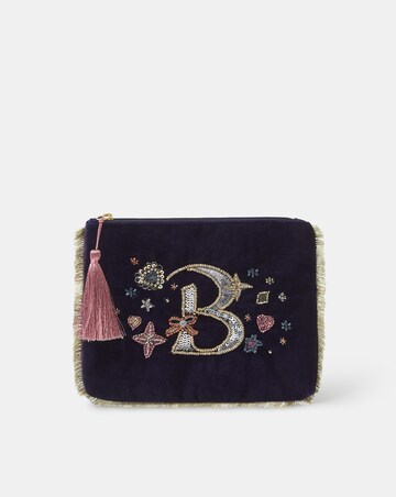 Accessorize Initial Velvet Pouch