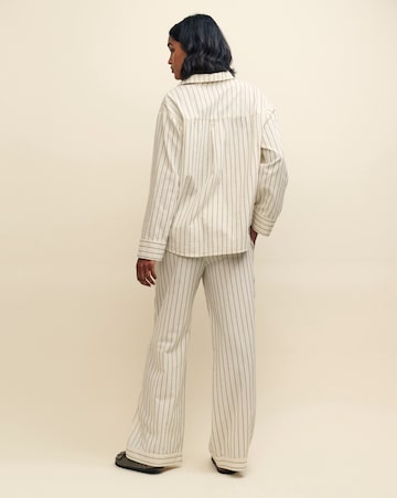 Nobody's Child Cream Pinstripe Oversized Shirt