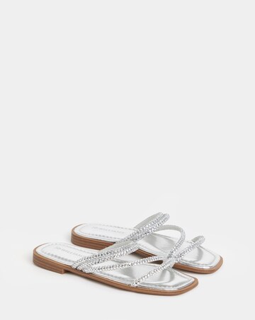 Daffodil Sparkly Asymmetric Flat Mule Sandals - Wide Fit (E)