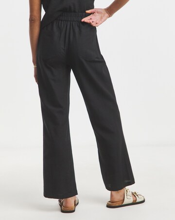 Simply Be Black Easy Care Linen Mix Dad Trouser
