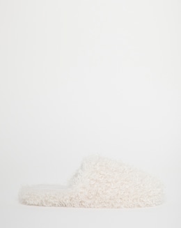 Mindy Shaggy Fur Mule Slippers - Wide Fit (E)