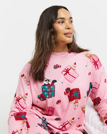 Simply Be Christmas Cats Supersoft Twosie Pyjama Set
