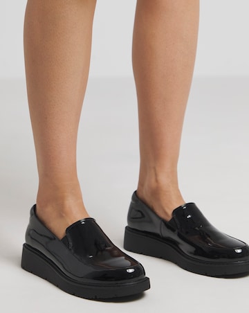 Heavenly Soles Rylee Low Wedge Slipper Cut Plain Loafer Extra Wide EEE Fit