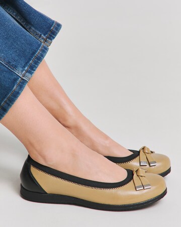 Heavenly Soles Mallory Elasticated Topline Ballerina - Wide Fit (E)