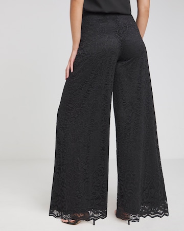 Flounce London Black Lace Lined Wide Leg Trousers