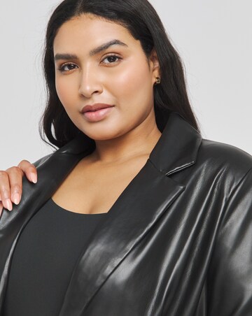 Black Single Breasted PU Blazer