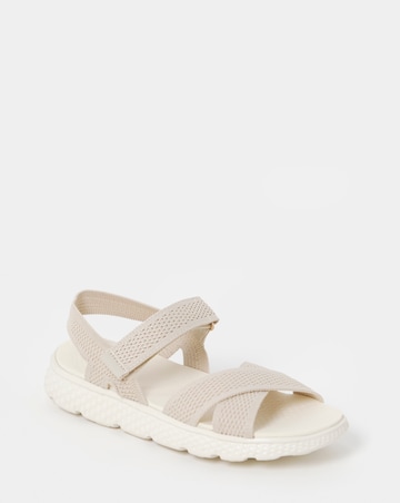 Cushion Walk Beige Knit Strappy Sandals - Extra Wide Fit (EEE)