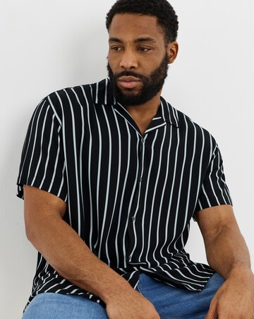Jack & Jones Jeff Stripe Resort Shirt - Black/White