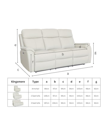 Aspire Kingsmere Leather Power Recliner 3 Seater