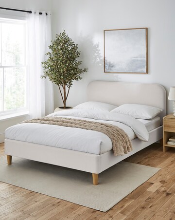 Emery Fabric Bed Frame with 3 Layer Memory Foam Hybrid Mattress