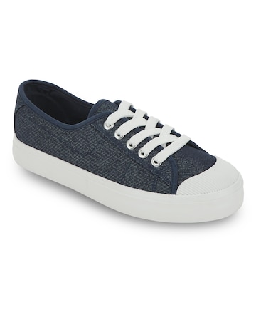 Heavenly Soles Canvas Lace Up Shoes Extra Wide EEE Fit