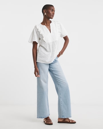 Pure Cotton Broderie Frill Jersey Back Top