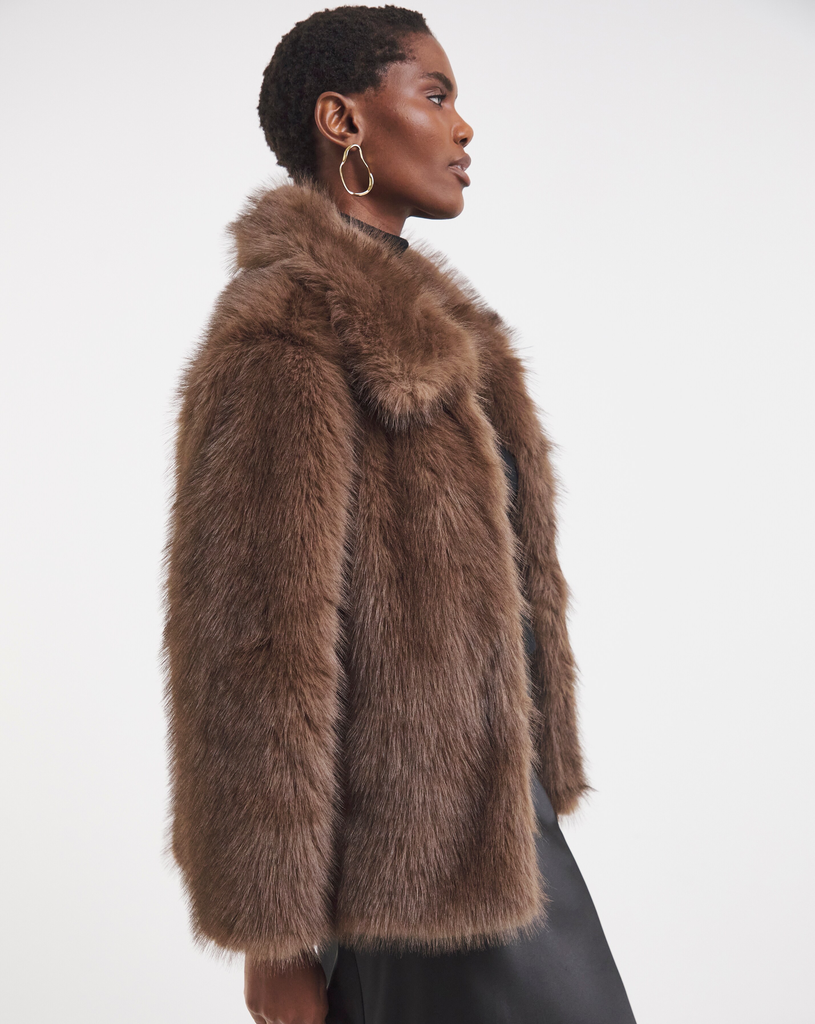 Brown Tipped Faux Fur Jacket | Ambrose Wilson
