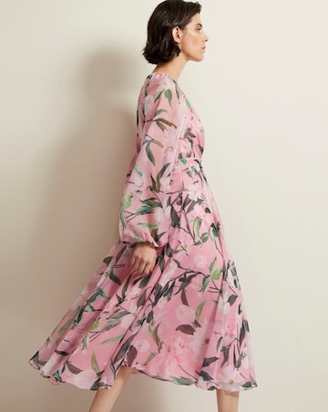 Phase Eight Lina Printed Long Sleeve Midi Dress