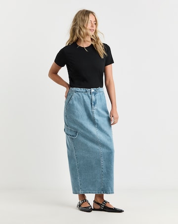 Parachute Denim Maxi Skirt