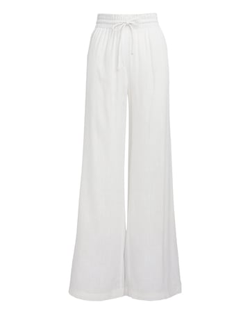 Simply Be White Tie Waist Wide Leg Linen Trousers