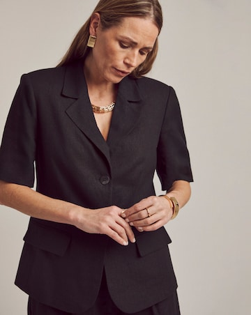 LINEN MIX HALF SLEEVE BLAZER
