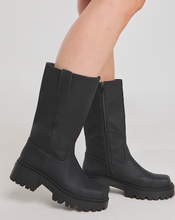 Peyton Chunky Biker Boots - Wide Fit (E) & Curvy Calf
