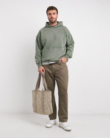Acid Wash Oversized Hoodie- Khaki