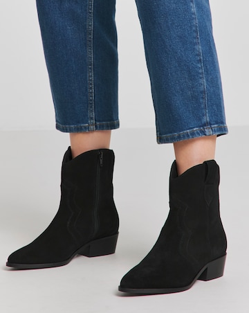 Myra Classic Suede Western Ankle Boot Wide E Fit