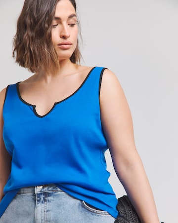 Simply Be Blue & Black Contrast Piping Tank