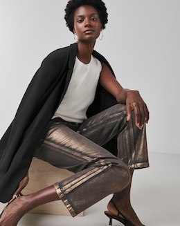Copper Metallic Straight Leg Jeans