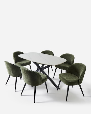 Brock Dining Table with 6 Emilie Chenille Chairs