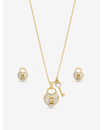 Inicio Gold Plated Padlock Heart Set - Gift Box