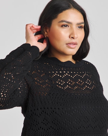 Simply Be Black Crochet Look Jumper