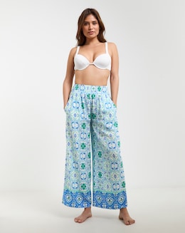 Beach To Beach Tile Print Wide Leg Beach Trousers