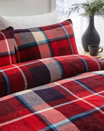 Christmas Check Fleece Duvet Cover Set