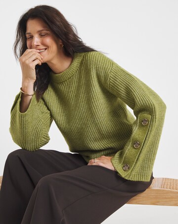 Green Button Sleeve Jumper