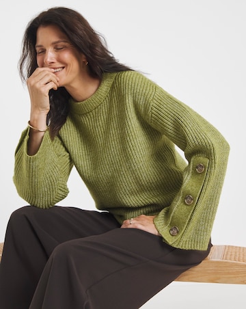 Green Button Sleeve Jumper