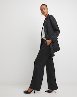Satin Jacquard Wide Leg Trouser