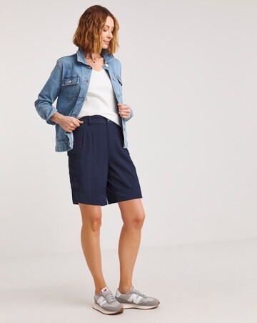 Navy Lyocell Rich Soft Utility Bermuda Shorts