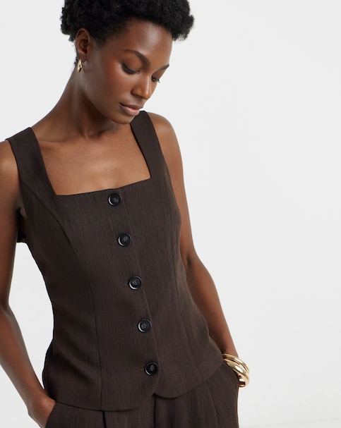Chocolate Textured Waistcoat