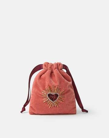 Accessorize Heart Velvet Drawstring Bag
