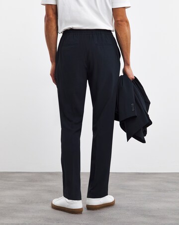 Navy Textured Smart Jogger Waistband Trouser