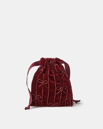 Accessorize Bow Velvet Drawstring Bag