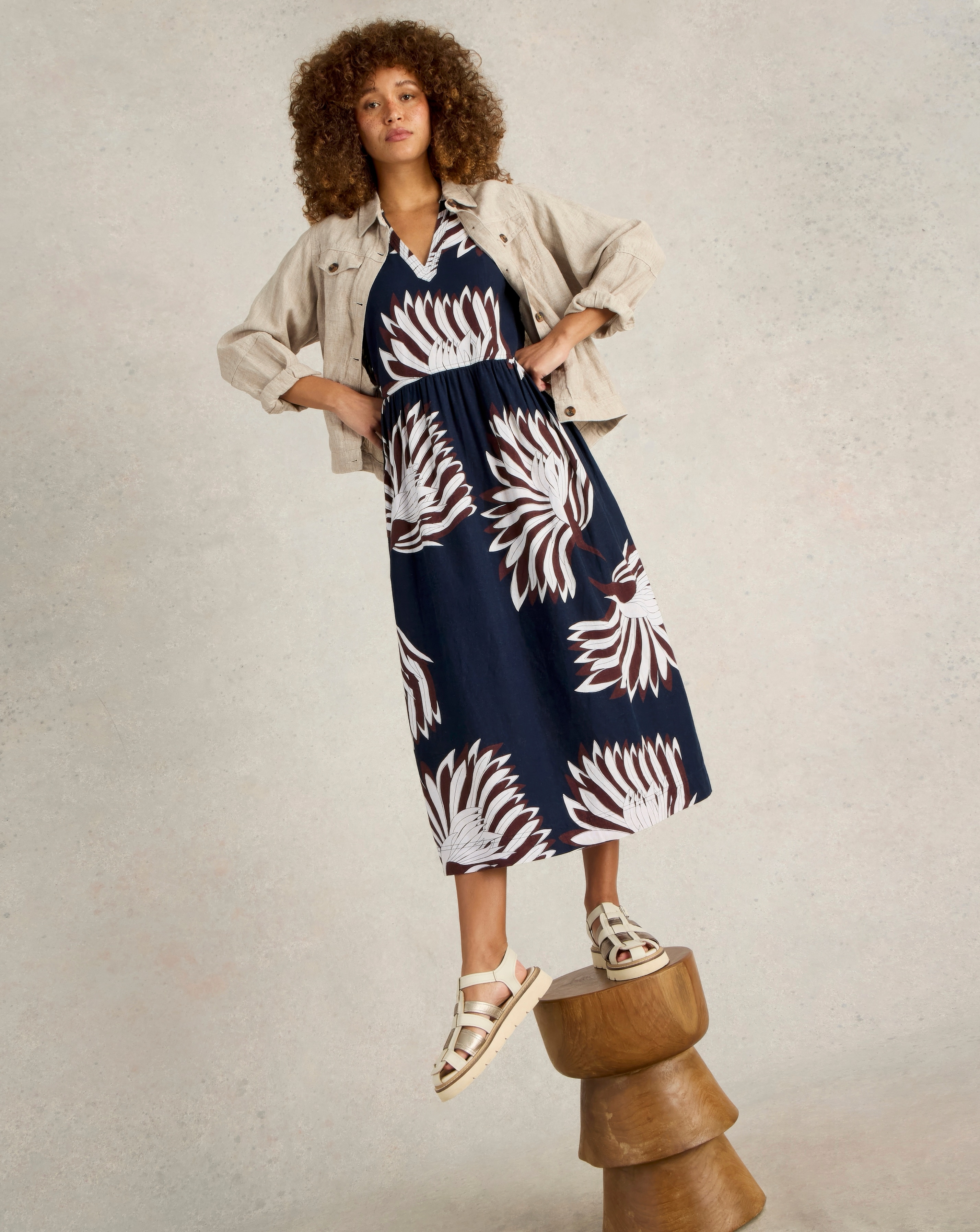 White Stuff Clove Linen Blend Dress | Ambrose Wilson