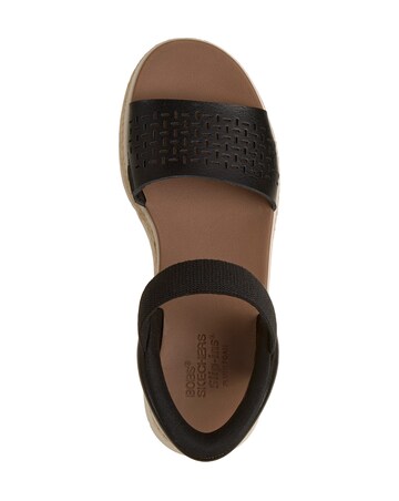 Skechers Bobs Sun Ray Step Aside Slip Ins Black Sandals - Standard Fit (D)