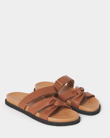 Everest Twist Front Leather Footbed Sandals - Wide Fit (E)