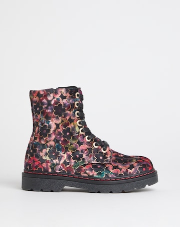 Heavenly Feet Justina Lace Up Chunky Boot Ex Wide Fit