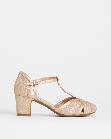 Dolores Low Block Heel T Bar Shoes - Standard Fit (D)