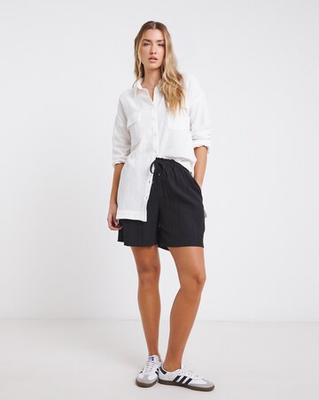 Simply Be White Cheesecloth Double Pocket Long Sleeve Shirt