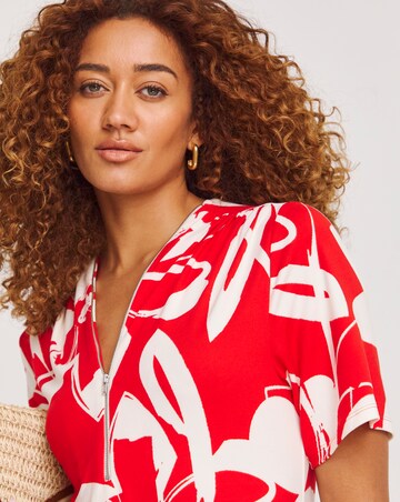 Soft Touch Midi Dress With Zip Front