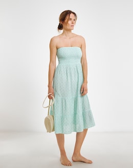 Dobby Bandeau Cotton Beach Dress