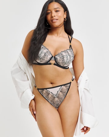 Figleaves Emilia Sketchy Embroidery Balcony B-G - Black/Almond