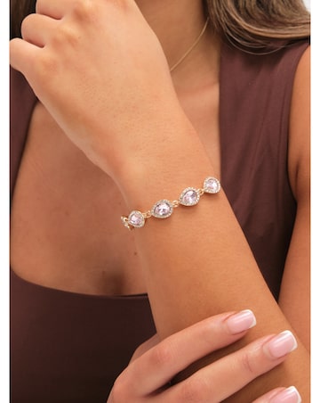 Jon Richard Gold Plated and Pink Pear Drop Trio Set - Gift Box