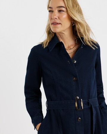 Indigo Belted Denim Midi Dress